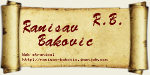Ranisav Baković vizit kartica